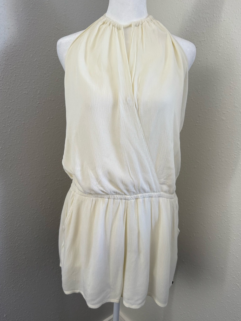 Roxy Ivory Halter Romper Open Back Boho Beach Cover-Up Size L